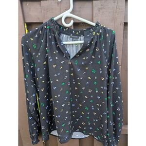 Ann Taylor Blouse Womens Top Floral Size S Long Sleeve Ruffle‎ EUC